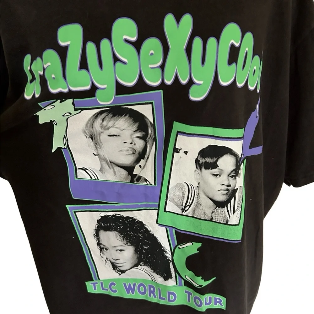 Old Navy Faded Black TLC World Tour Shirt Size Large Tall - Picture 6 of 9